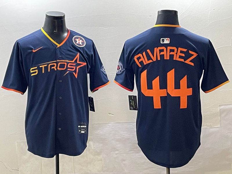 Men Houston Astros #44 Alvarez Drak Blue Three generations Joint Name 2025 Nike MLB Jersey style 9->houston astros->MLB Jersey